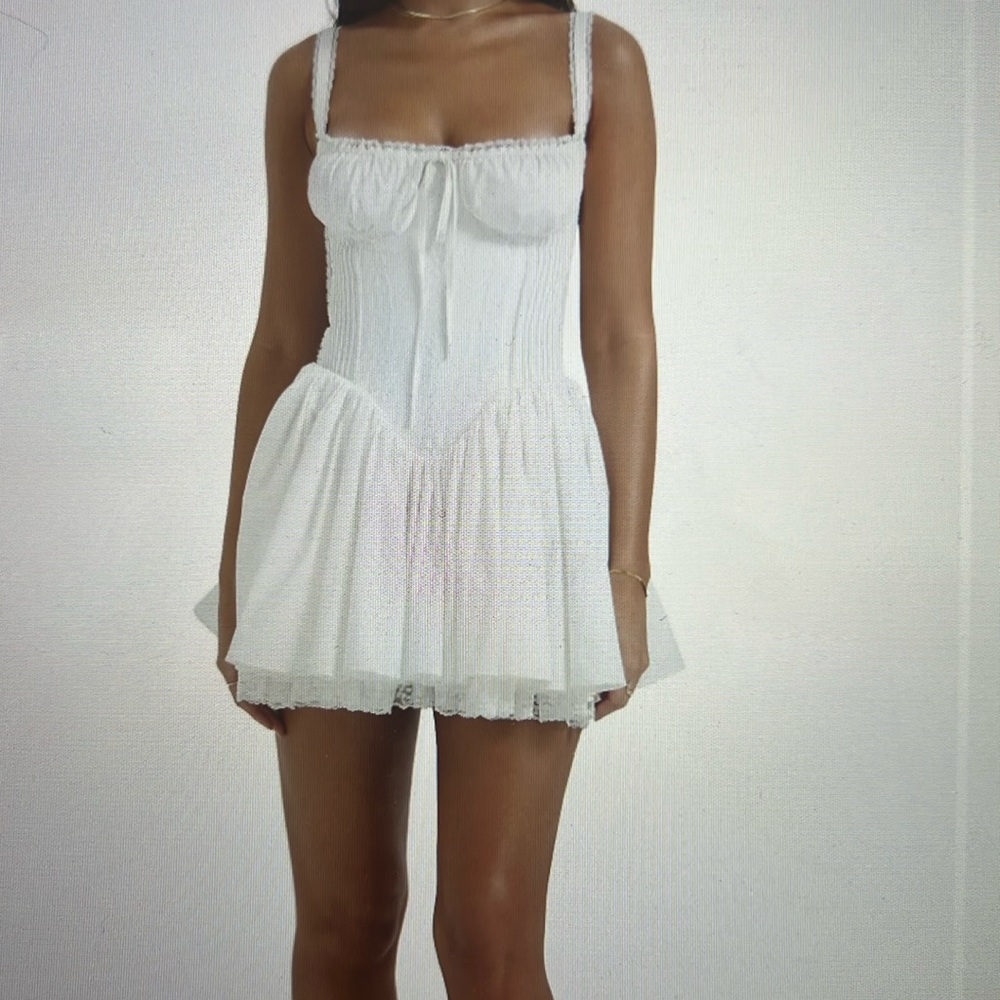 Pintuck Lace Trim Babydoll Mini